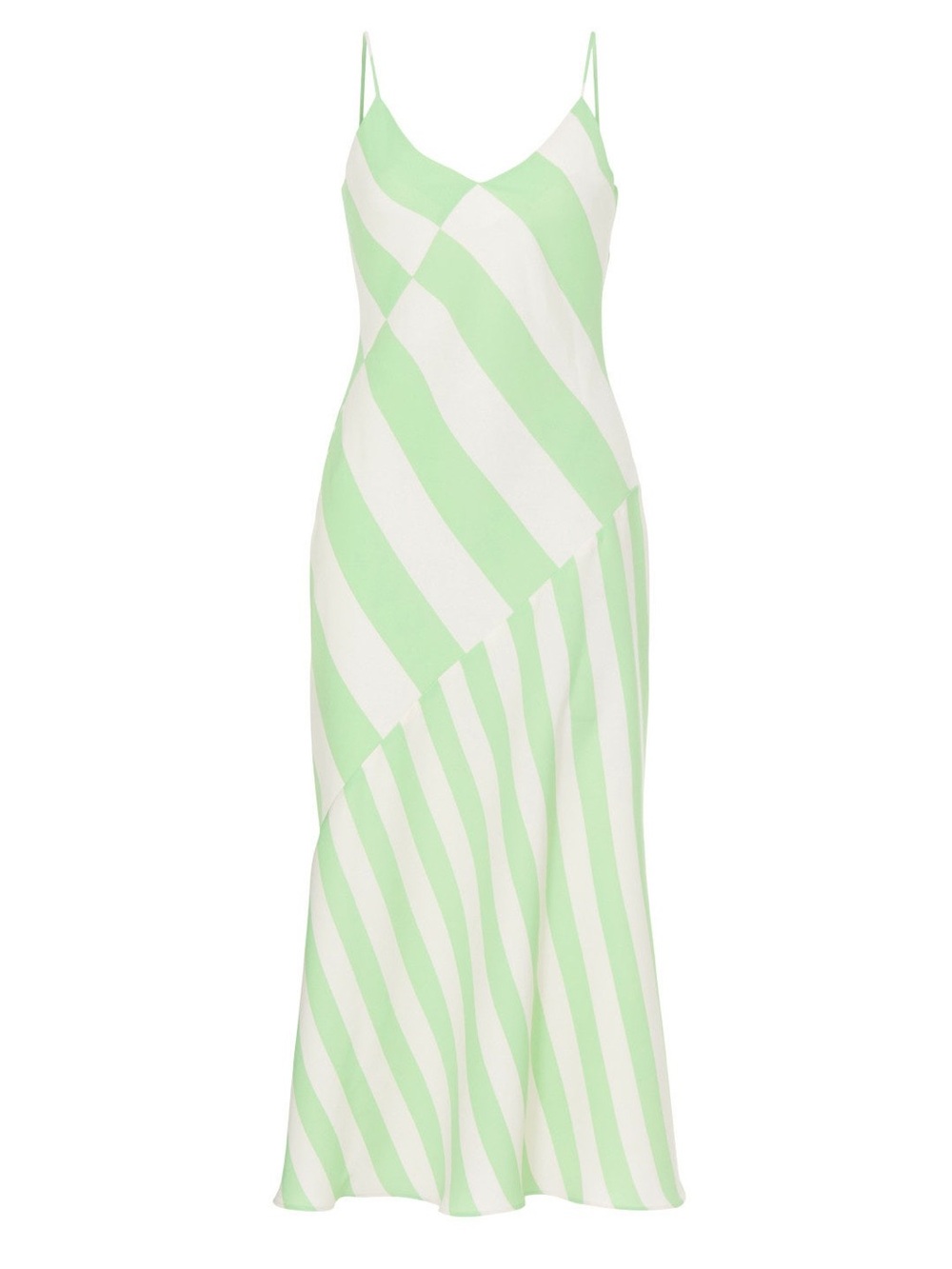 Striped Slip Dress in Mint Green and White